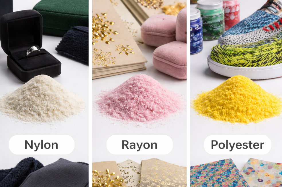 How to Choose Flocking Powder by Material: Nylon vs Rayon vs Polyester