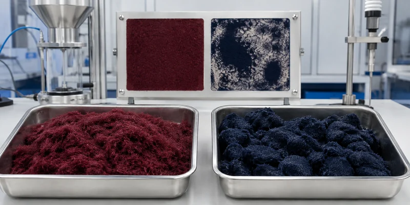 Free-flowing and clumped flocking fibers showing how humidity affects electrostatic flocking quality Free-flowing and clumped flocking fibers showing how humidity affects electrostatic flocking quality