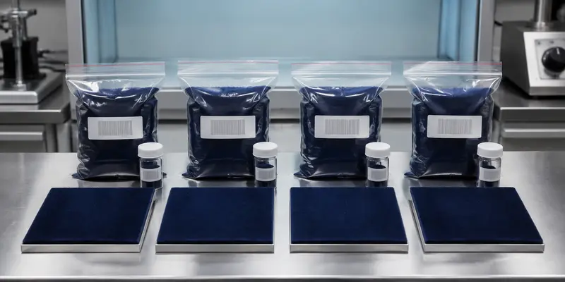 Multiple flocking powder batches and matching flocked panels checked for consistency and traceability Multiple flocking powder batches and matching flocked panels checked for consistency and traceability