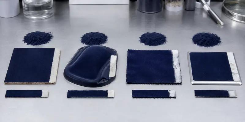 Flocking powder supplier samples tested on paperboard, plastic, textile and metal substrates Flocking powder supplier samples tested on paperboard, plastic, textile and metal substrates