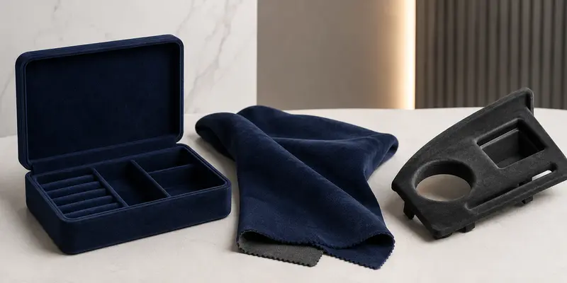 Nylon flock fibers applied to packaging, textile and automotive interior components Nylon flock fibers applied to packaging, textile and automotive interior components
