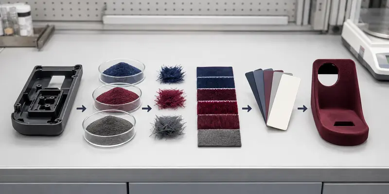 Flocking powder specification selection from substrate and fiber samples to an approved finish Flocking powder specification selection from substrate and fiber samples to an approved finish