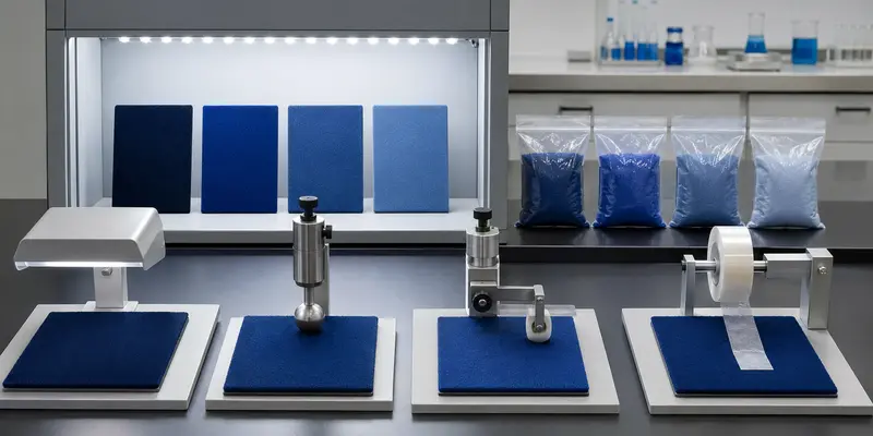 Nylon flock powder sample panels evaluated for color, softness, abrasion and adhesion Nylon flock powder sample panels evaluated for color, softness, abrasion and adhesion