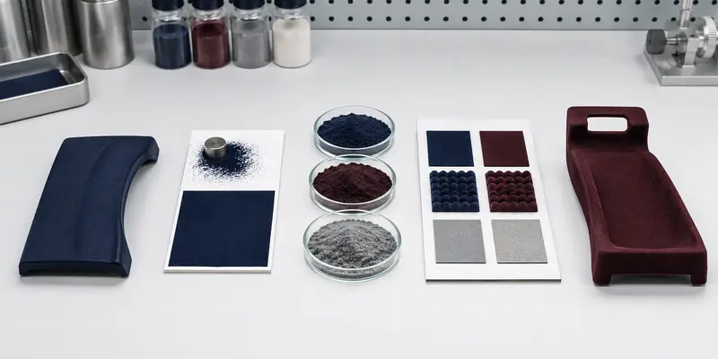 Step-by-step flock powder selection from substrate and material samples to an approved prototype Step-by-step flock powder selection from substrate and material samples to an approved prototype