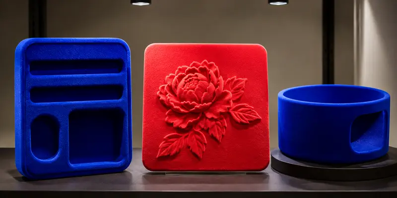 Bright colored flocking powder for decorative displays and textile details