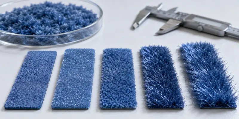 Precision cut flock fibers showing how length and dtex affect surface finish