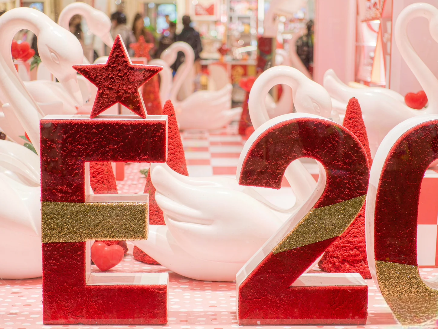Retail window display props with matte flocked sections