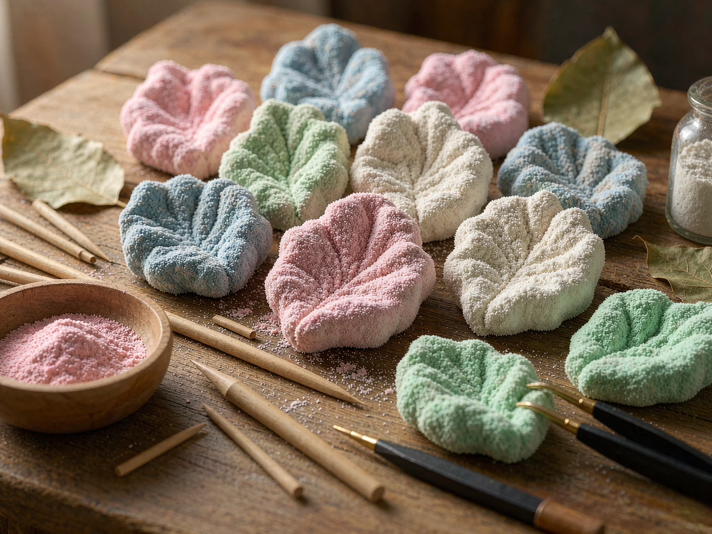 Handmade ornaments coated with cotton flock powder