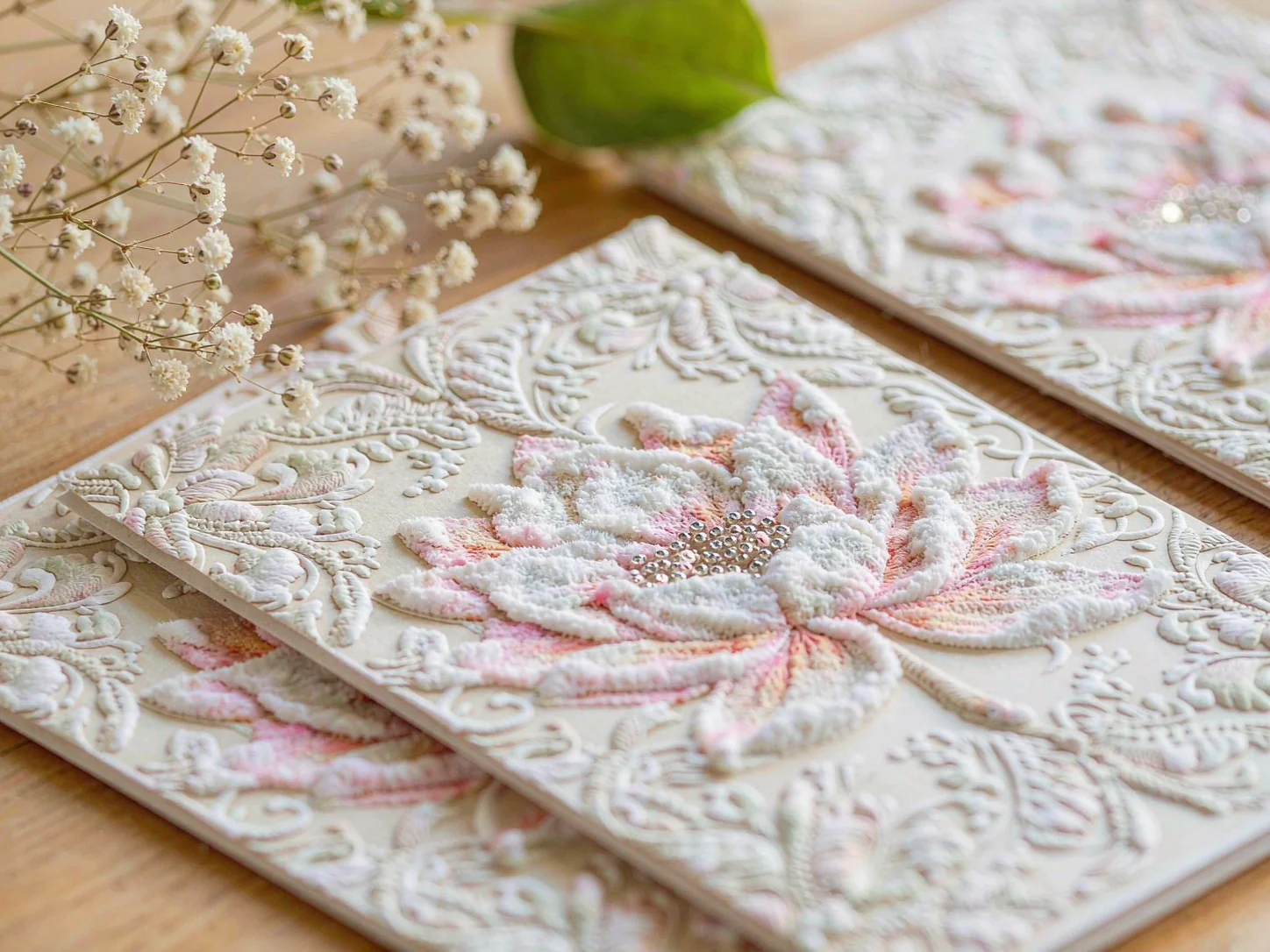 Cotton flocked greeting card surface