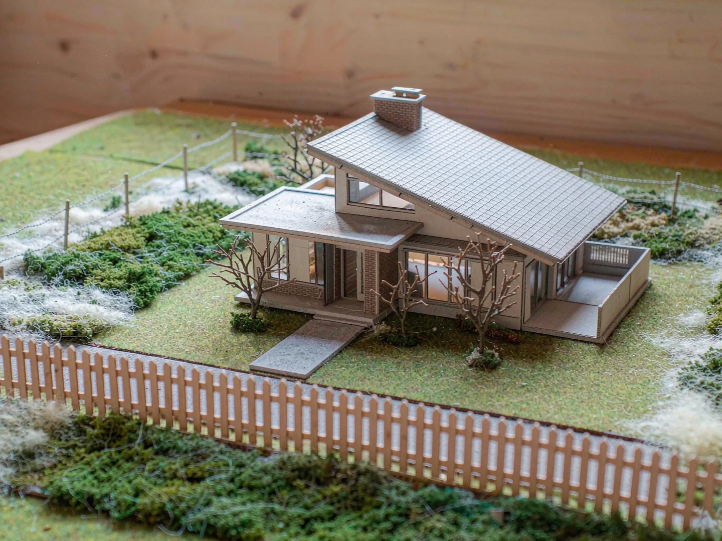 Cotton flock powder used in architectural model scenery