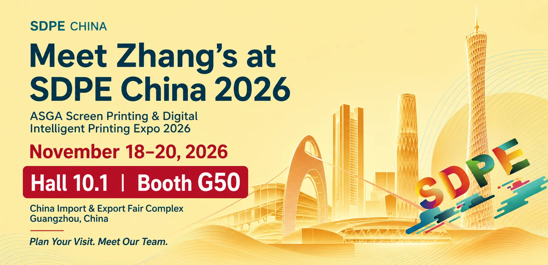 Meet Zhang’s at SDPE China 2026, November 18–20, Hall 10.1, Booth G50